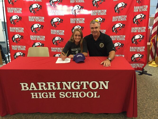 Carly Kordich signing Winona state
