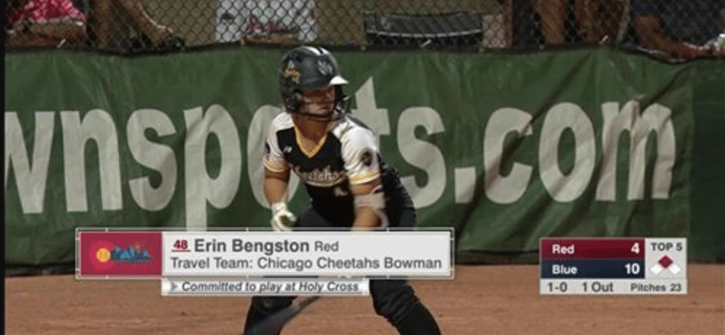 Erin Bengston Chicago Cheetahs 18u Bowman Catcher in the All American game on ESPN 3